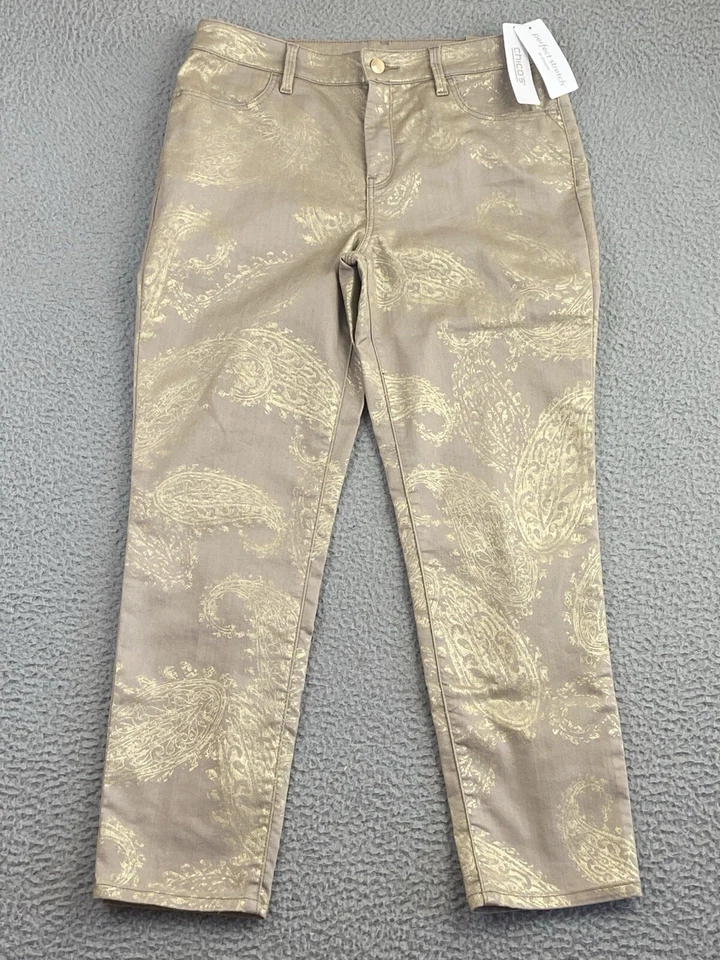 Pantalones CHICO'S NUEVOS CON ETIQUETAS 0.5 Talla 6 Elásticos Perfectos Delgados Tobillo Novia Dorado Vacaciones Foto 3 de 4