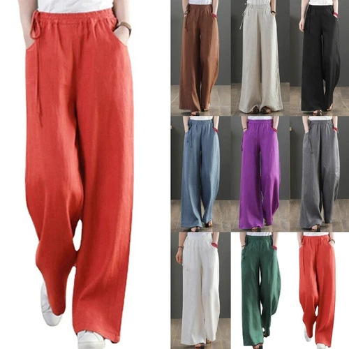 Women Loose Fit Elastic Waisted Palazzo Pant Ladies Daily Wear Casual - Picture 2 of 54