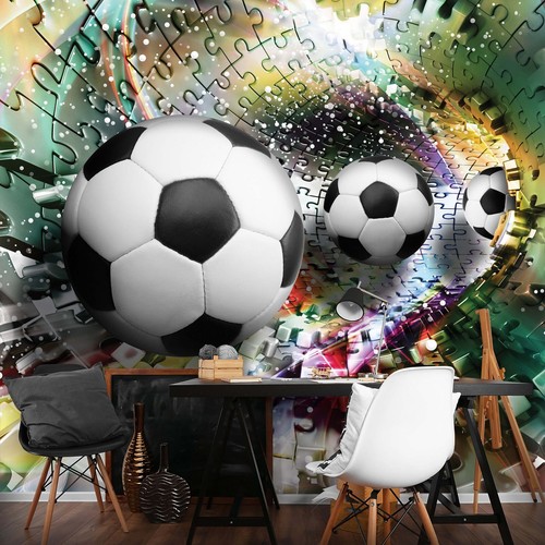 Papel pintado para niños colorido rompecabezas fútbol 144x100 pulgadas mural dormitorio deporte - Imagen 7 de 10