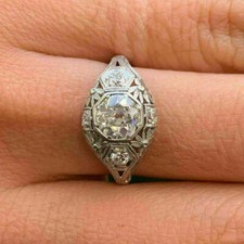 Art Deco 2.22CT White Round Cut CZ Vintage Engagement Ring 925 Sterling Silver