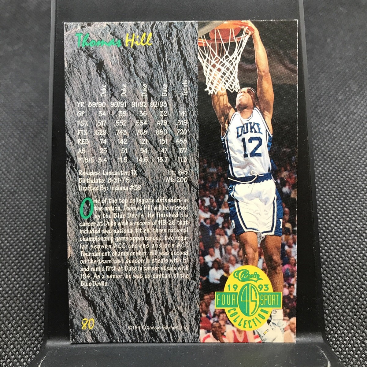 THOMAS HILL 1993 CLASSIC COLLECTION FOUR SPORT BASKETBALL CARD