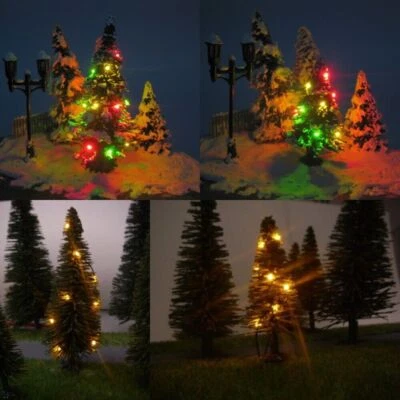 SCHÖNWITZ Weihnachtsbaum LED Lichterkette bunt o. gelb beleuchtet Tanne Schnee H0 TT N