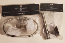 HOTEL BALFOUR BRAND BRUSHED CHROME BATHROOM TOWEL RING  TOILET PAPER HOLDER NIP