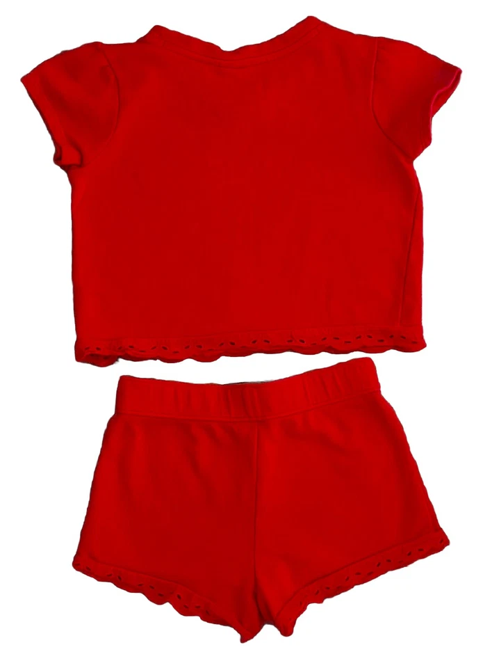 Janie and Jack, Conjunto de Top Corto y Pantalones Cortos de 2 Piezas para Niñas, Rojo, Talla 7US Niños Algodón Foto 2 de 4