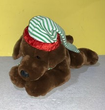 Commonwealth Ho-Ho Hounds Elf HAT Chocolate Brown dog Labrador Plush Laydown 13"
