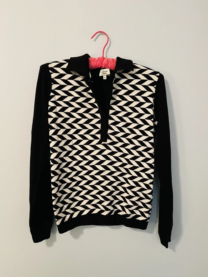 Pullover de golf Clover Bobby Jones seda algodón S Chevron negro blanco preparación Academia Foto 4 de 4
