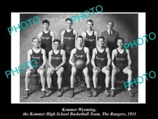 OLD LARGE HISTORIC PHOTO OF KEMMER WYOMING HIGH SCHOOL BASKETBALL TEAM 1931