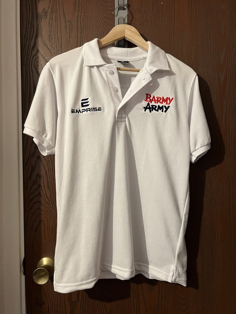 Barmy Army White Graphic Cricket Polo UK