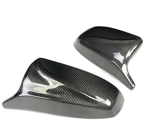 Pair For BMW X5 E70 X6 E71 2008-2013 Rear View Mirror Cover Cap Carbon Fiber New