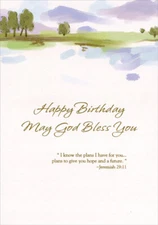 Designer Greetings Plans to Give You Hope Sky and Trees Religious Birthday Card