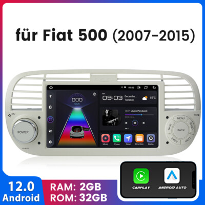 Fiat 500 Android 12 Autoradio CarPlay Head Unit GPS Bluetooth Google Radio FM W