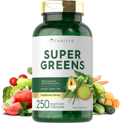 Super Greens Capsules | 250 Count | Non-Gmo & Gluten Free Supplement