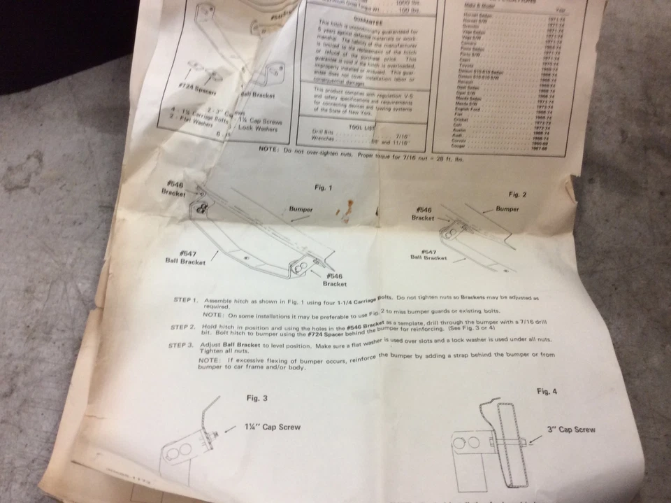 Ford Pinto 1974 Gremlin & Hornet Trailor Hitch. W18 Foto 4 de 4