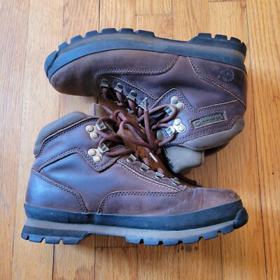 Timberland 9 Brown Leather EURO Hiker Hiking Work Boots Waterproof