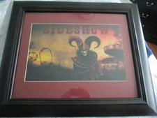 Sideshow Jester at Carnival Art Print Matted & Framed 21" x 25" Creepy 