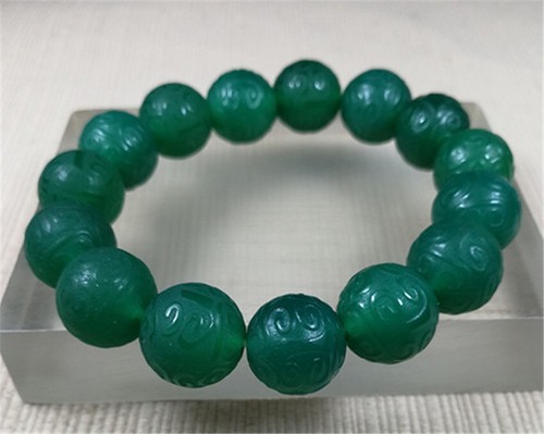Bracciale Giada 14MM 100% Verde Ghiaccio Naturale Antica Agata Giadeite Perline Giada - Foto 2 di 12