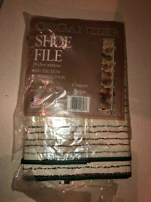 Shoe File Organizer over the door Whitmor 18 slot crayon stripe new old stock