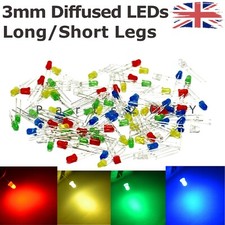 3mm LED DIFFUSED COLOURED LENS Milky Fogged Blurred Lamp Lights Mist DIODE UK