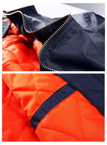 Men's Bomber Jackets Full-Zip Casual Padded Lined Coats Winter Warm Windbreaker - Picture 36 of 52