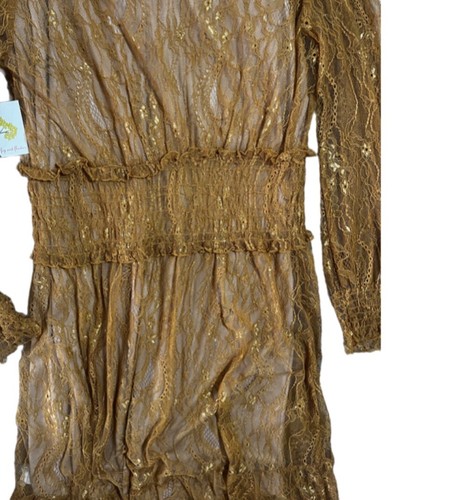 Fig & Flower Lace Smocked Waist Dress Golden Yellow NWT Size XL - Picture 8 of 12