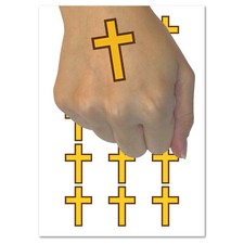 Cross Christian Church Religion Outline Temporary Tattoo Water Resistant Set