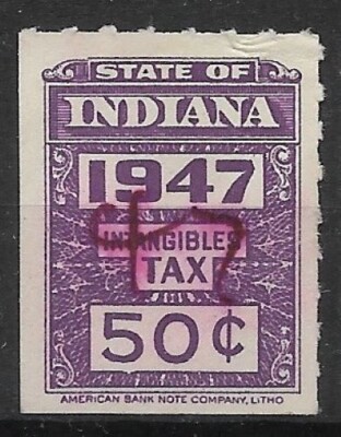 U.S.A. 1947 50¢ Indiana lila Briefmarke für immaterielle Steuern