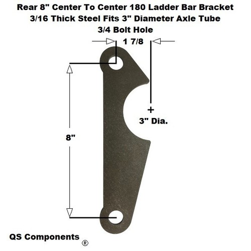 Rear 180 Ladder Bar Bracket 8" Centered Hole Spacing 3/4 Hole Fits 3" Axle Qty 4 - Picture 2 of 2
