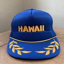 VTG 80s Blue Hawaii Mesh Trucker Hat Snapback Hat Cap Scrambled Eggs Visor EUC