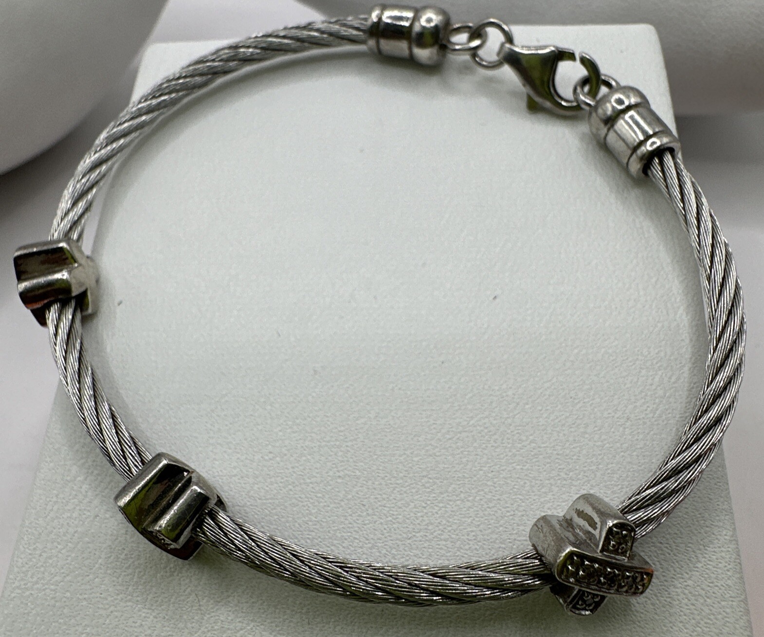 Sterling Silver 925 Elevator Cable Bracelet (11.8… - image 5