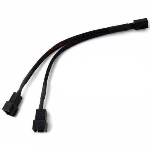 6" 3-Pin to 2 x 3-Pin Computer Case Black Sleeved Fan Power Y-Splitter Cable