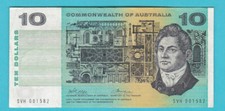 #T48. 1972 AUSTRALIAN  PHILLIPS/WHEELER  PAPER $10 BANKNOTE  #SVH 001582