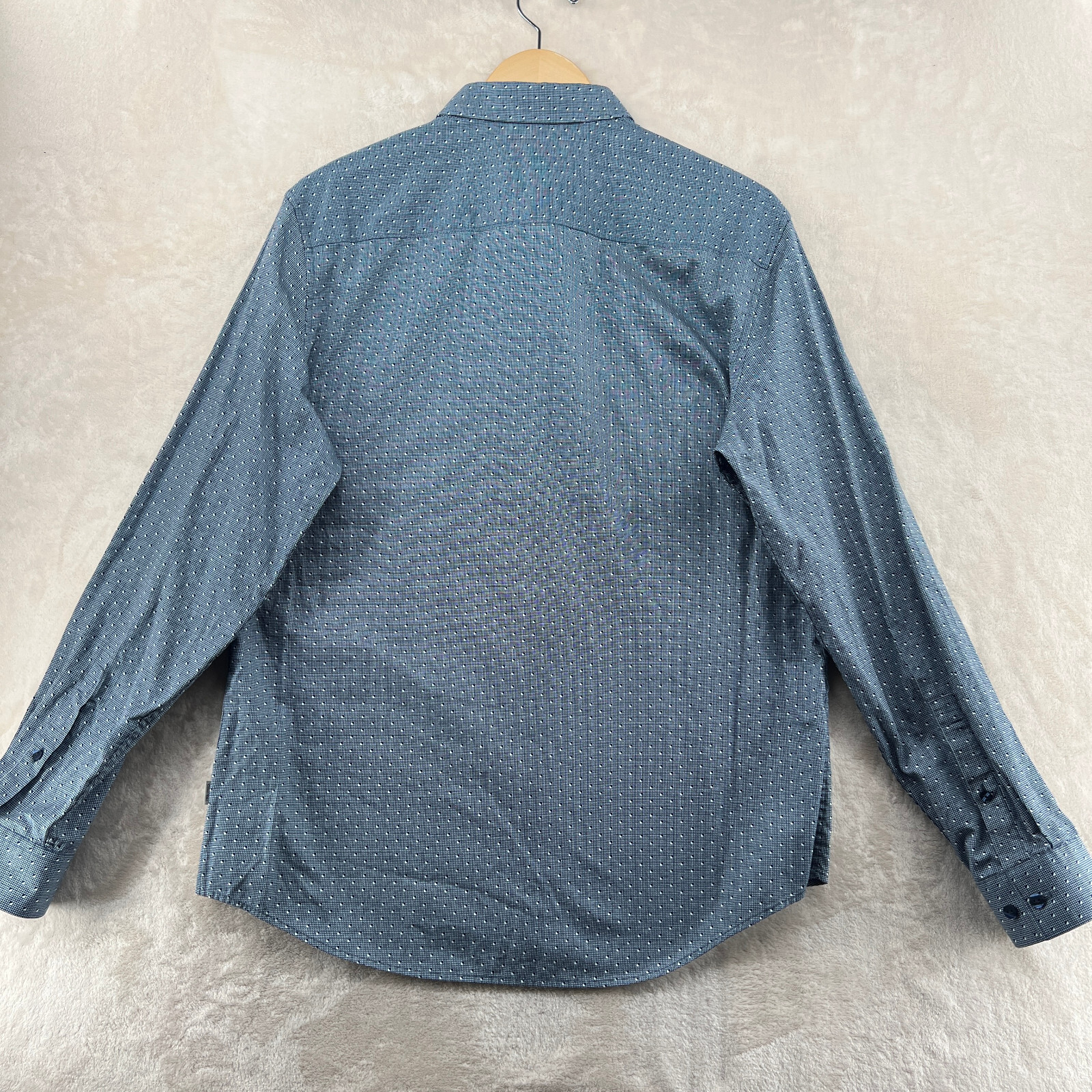 Calvin Klein Slim Fit Men's Size L Blue Geometric Long Sleeve Casual Shirt thumbnail 10