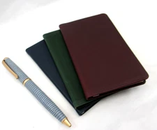 Personal Pocket Notebook Leather Softcover 3x5" UNLINED Pages Gilt  Edge Wine