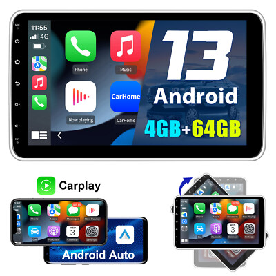 Carplay 10''Android 14 Autoradio GPS Navi Wifi 4+64G 1DIN 360° Drehbar Bildschirm