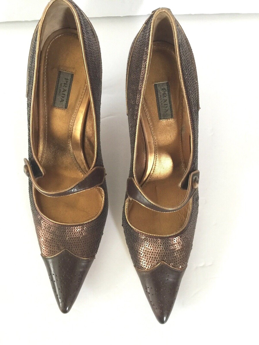 靴 PRADA Leather Heels 36 1/2 Prada Heels Size 36 IT
