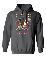 Santa Claus Xmas Basketball Crew Funny Ugly Christmas Unisex Hooded Sweatshirt