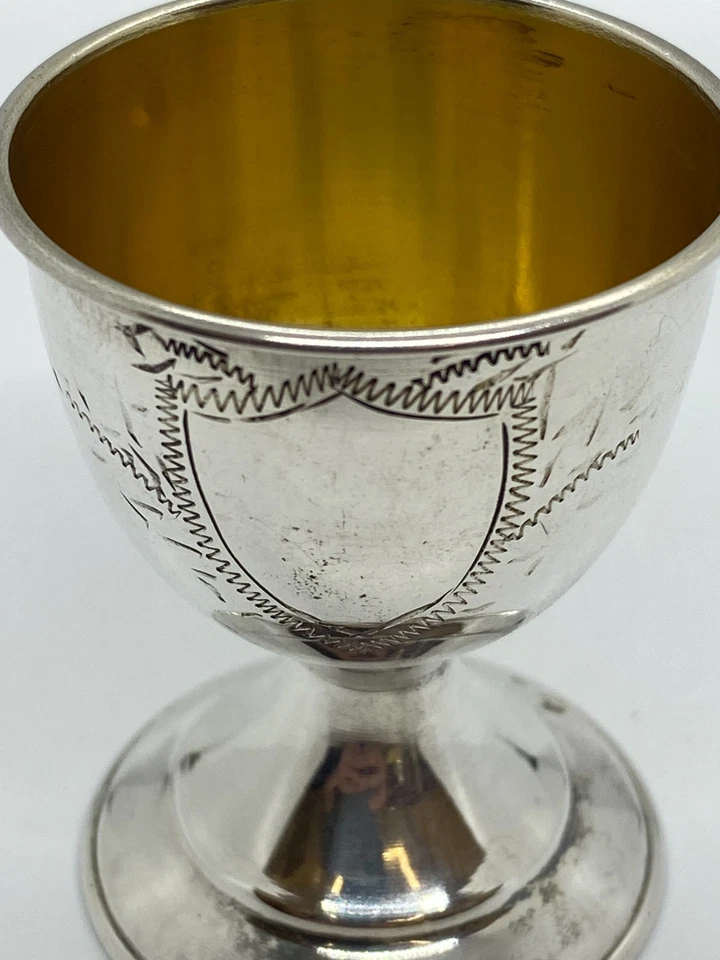 Antique 800 Silver Hand-Engraved Goblet – Gold Gilt Interior – Elegant Collectib - Image 3 of 4
