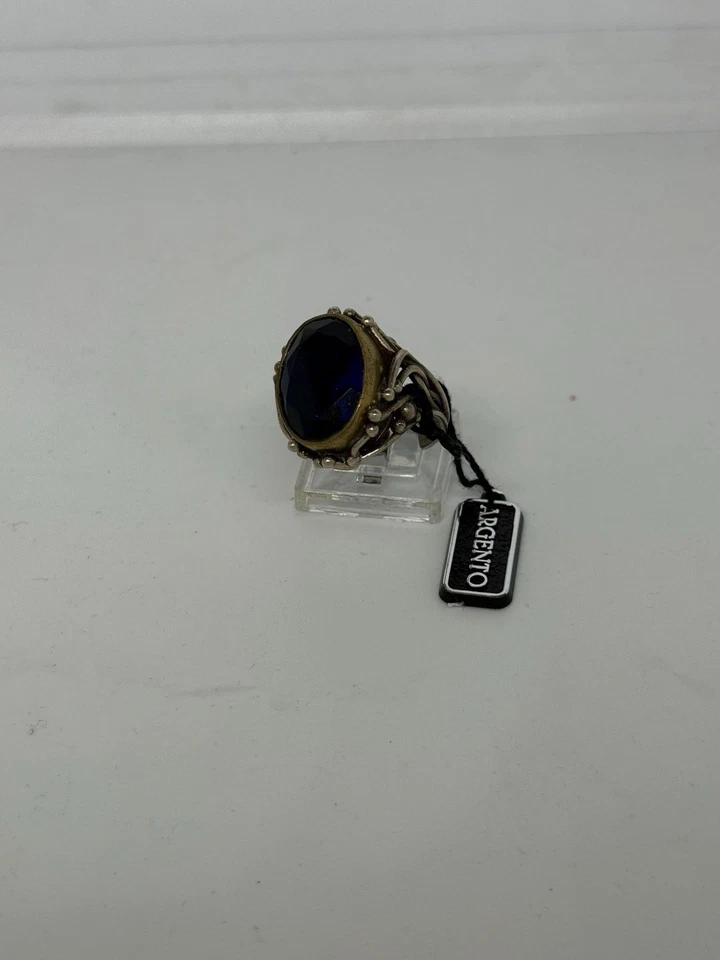 Anello In Argento 925 Zaffiro Blu - Immagine 2 di 4