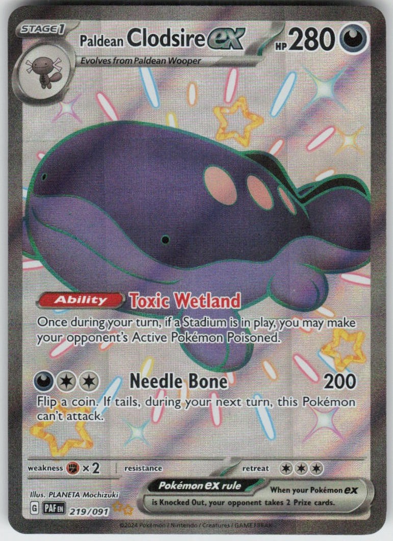 Paldean Clodsire ex 219/091 Shiny Ultra Rare Paldean Fates Near Mint