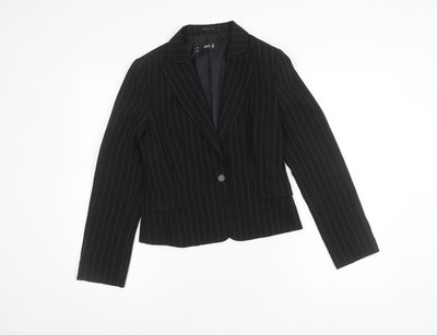 MNG schwarzer Damenblazer, Größe 10, Nadelstreifenstil