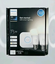 New Philips Hue 2pk A19 75W Smart LED Starter Kit with Bridge White SEALED