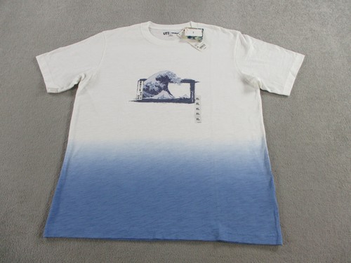 Uniqlo MFA Boston Shirt Herren XL Off White Blue Wave Gradient Hokusai Tee Graphic