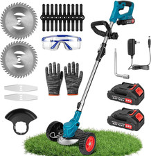 Cordless Electric Weed Wacker Grass Trimmer Edger 2000mAh Li-Ion Battery & 3 Bla