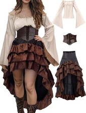 Women's Pirate Lace Up Bodice Corset Dress SMALL 3 pc Halloween Costume Cosplay