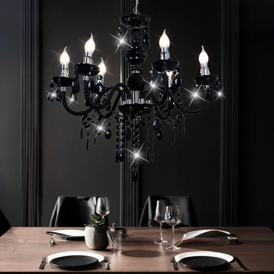 Lustre Lampe à Suspension Table En Noir Décoration Acrylique - Photo 3/4