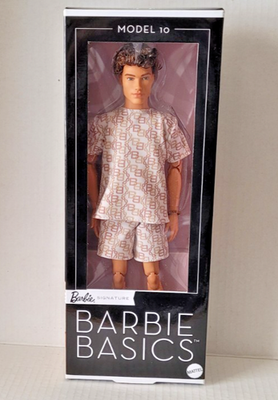 BARBIE Ken Signature Basics Model 10 Doll Brunette Hair Made to
