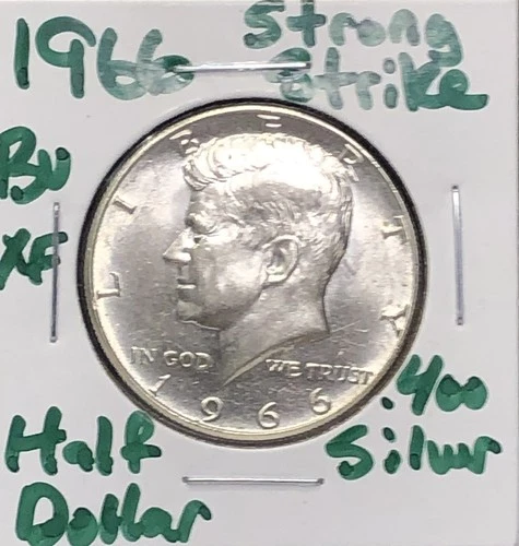 1966 Silver Kennedy Half Dollar - Gem BU UNC XF Details - STRONG STRIKE!