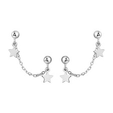 Star Double Piercing Stud Earrings For Women Teens 925 Sterling Silver Minimalis