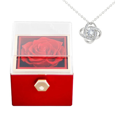 Eternal Rose Gift Box Necklace Set Preserved Flower Jewelry Box for Valentine 