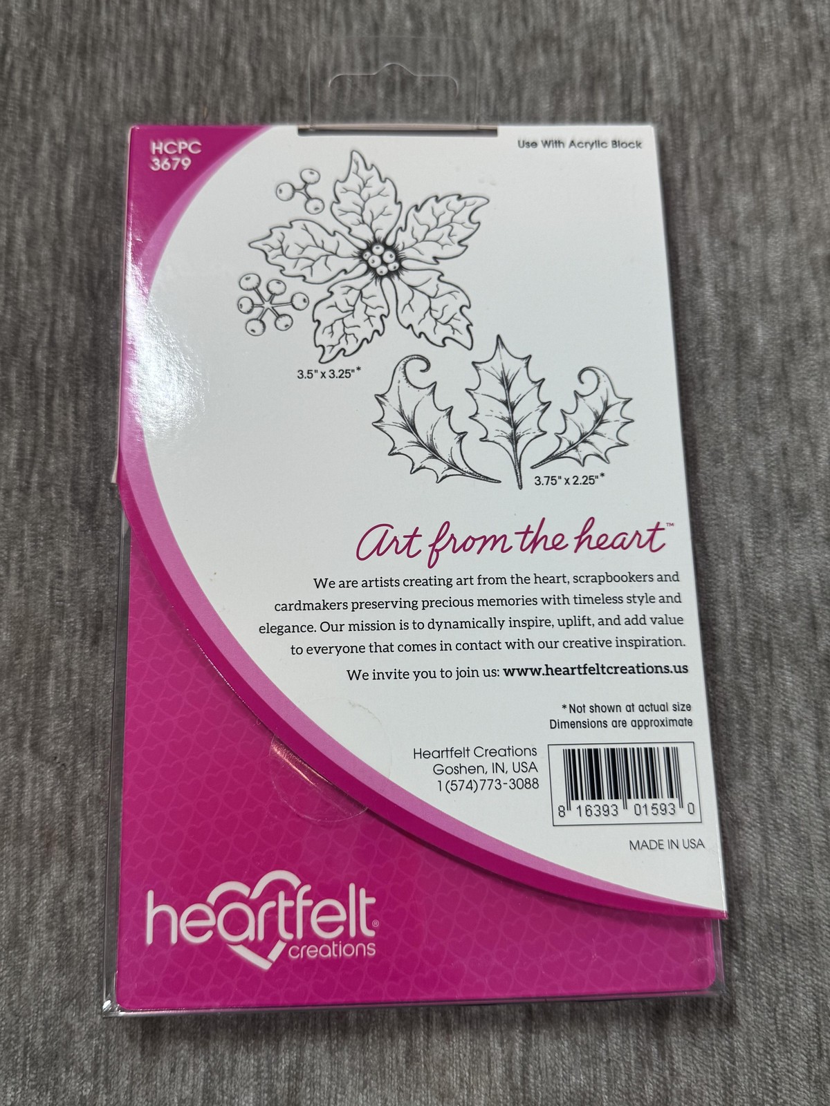 Heartfelt Creations Large Sparkling Poinsettia Cling Stamps 2pc HCPC-3679